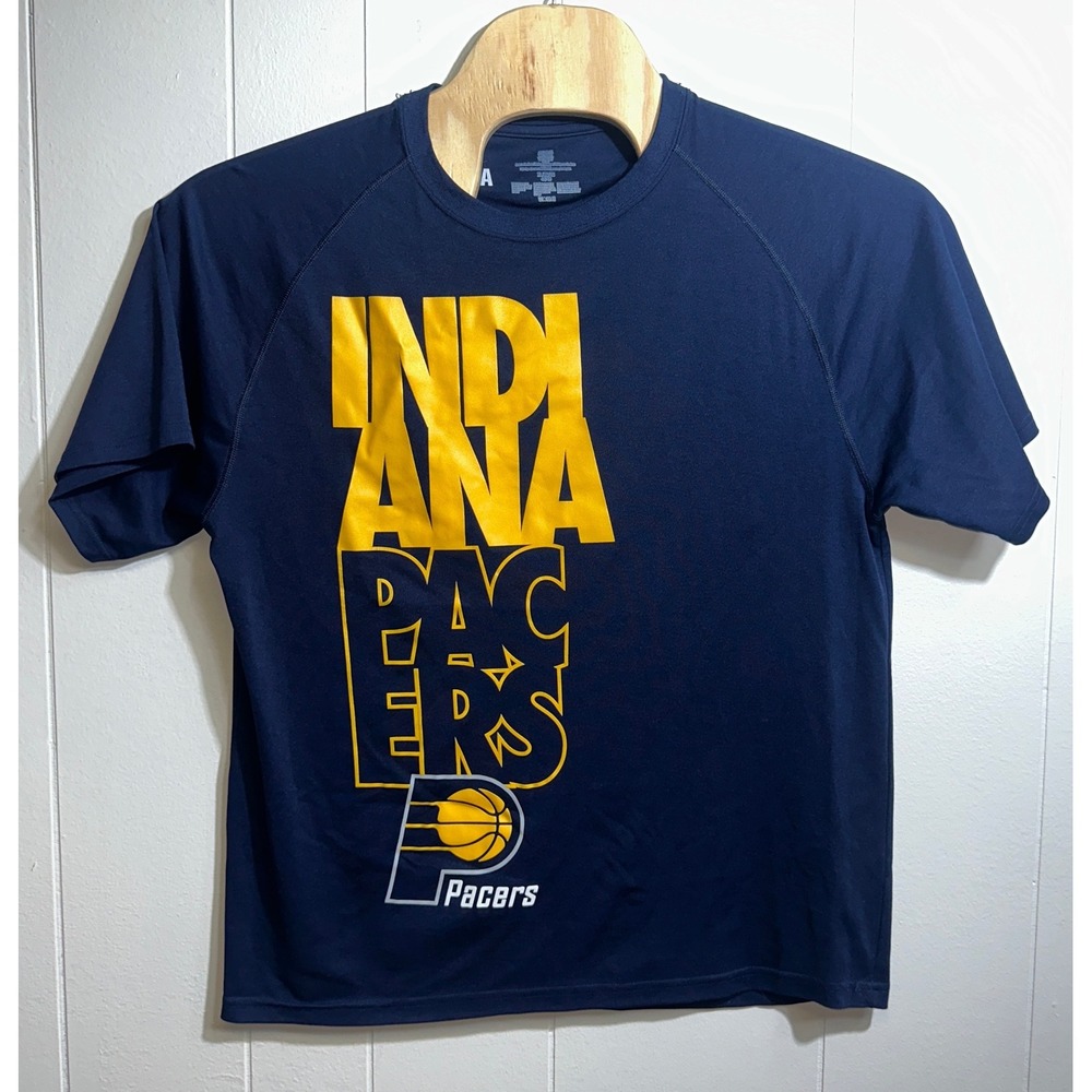 NBA Indiana Pacers Mens XL Navy Blue Gold Graphic Performance T-Shirt RN104648